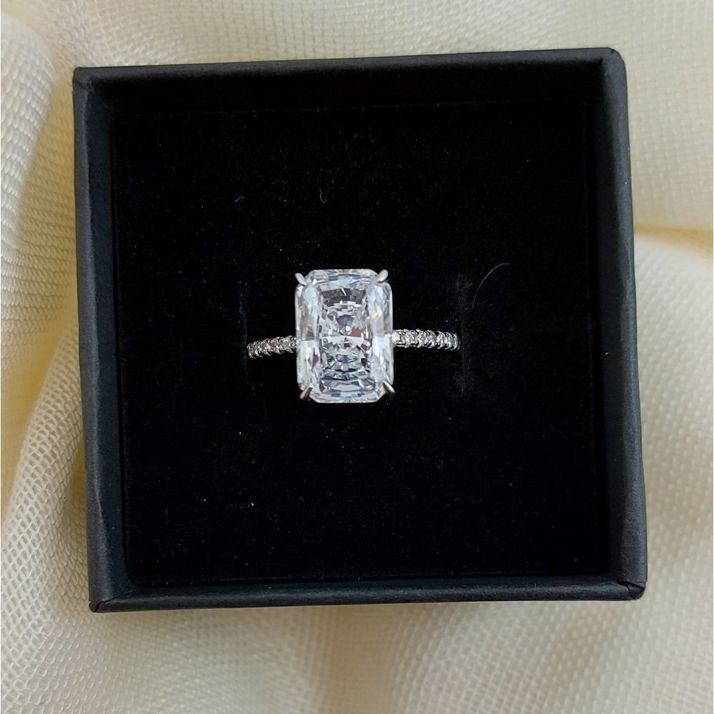 6 Carat Ice Cut Simulated Diamond Sterling Silver Engagement Ring